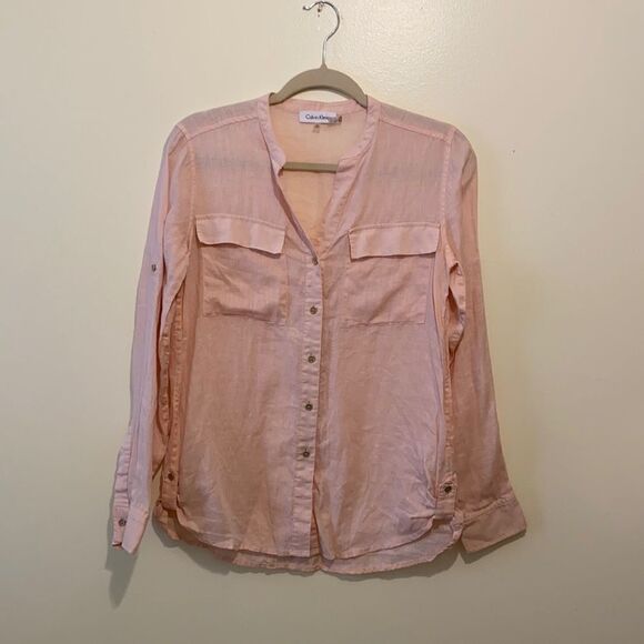 Calvin Klein pink linen shirt. Size Xs. Very good condition - Picture 3 of 10